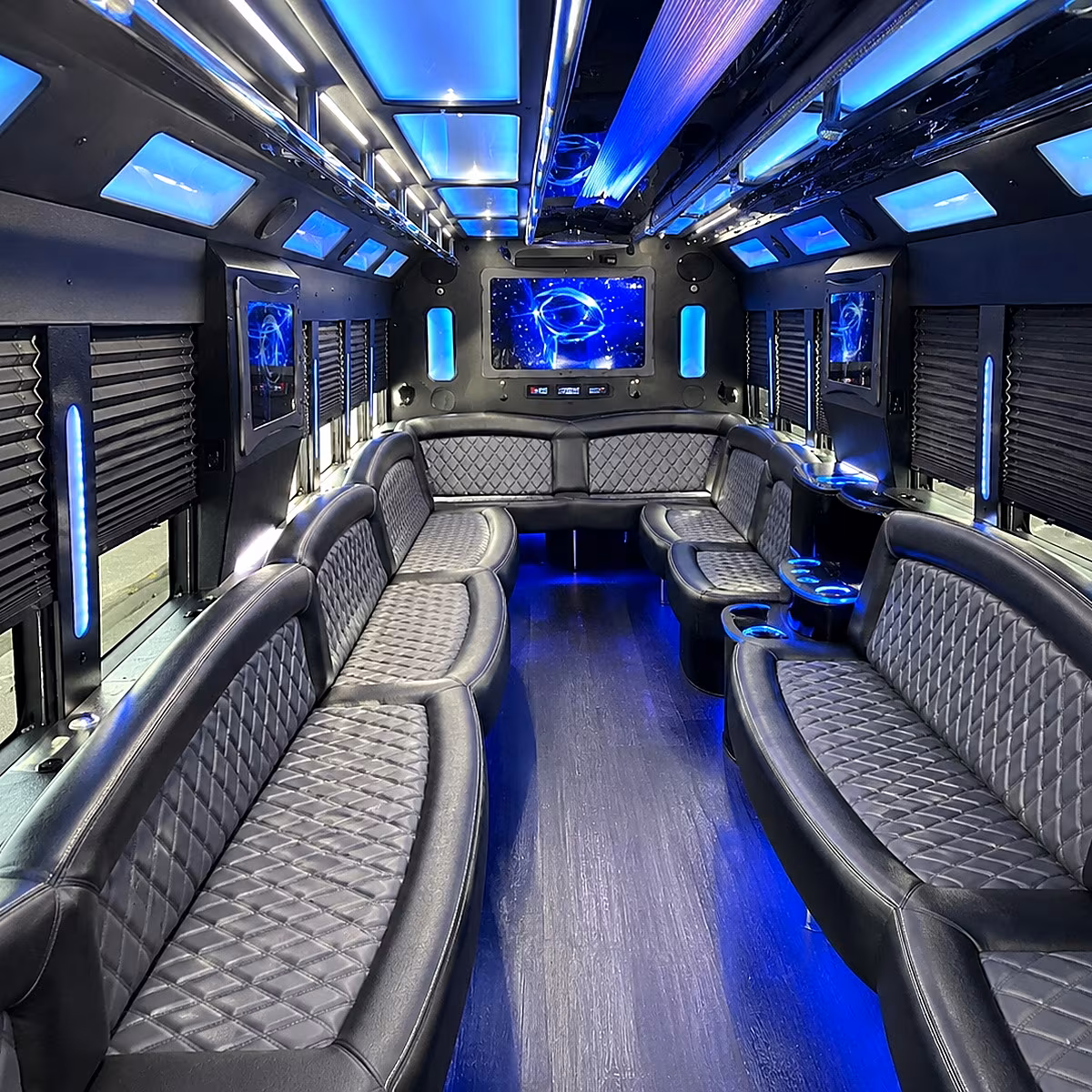 blaine 50 passenger party bus interior